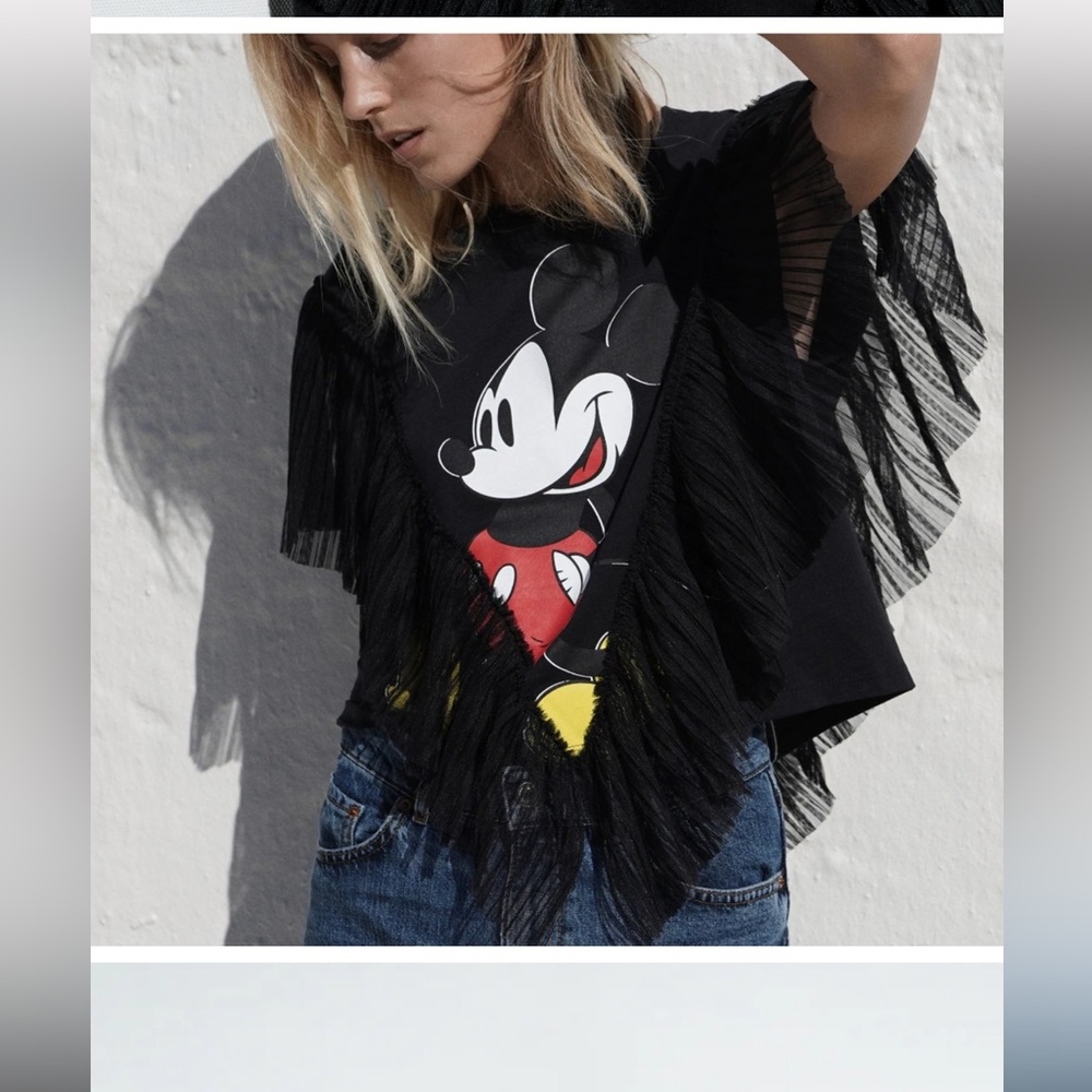 Zara ruffle Mickey Mouse crop top NWT